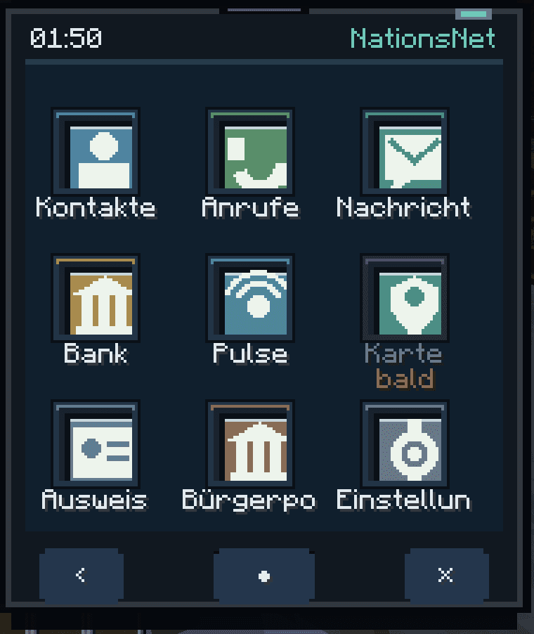 Echte Ingame-Aufnahme des Civic Phones mit App-Grid